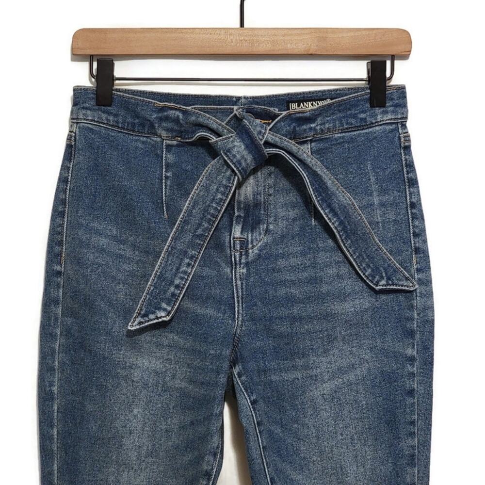 BLANKNYC The Great Jones High Rise Tie Waist Skinny Blue Denim Jean Size 26 - Picture 3 of 12